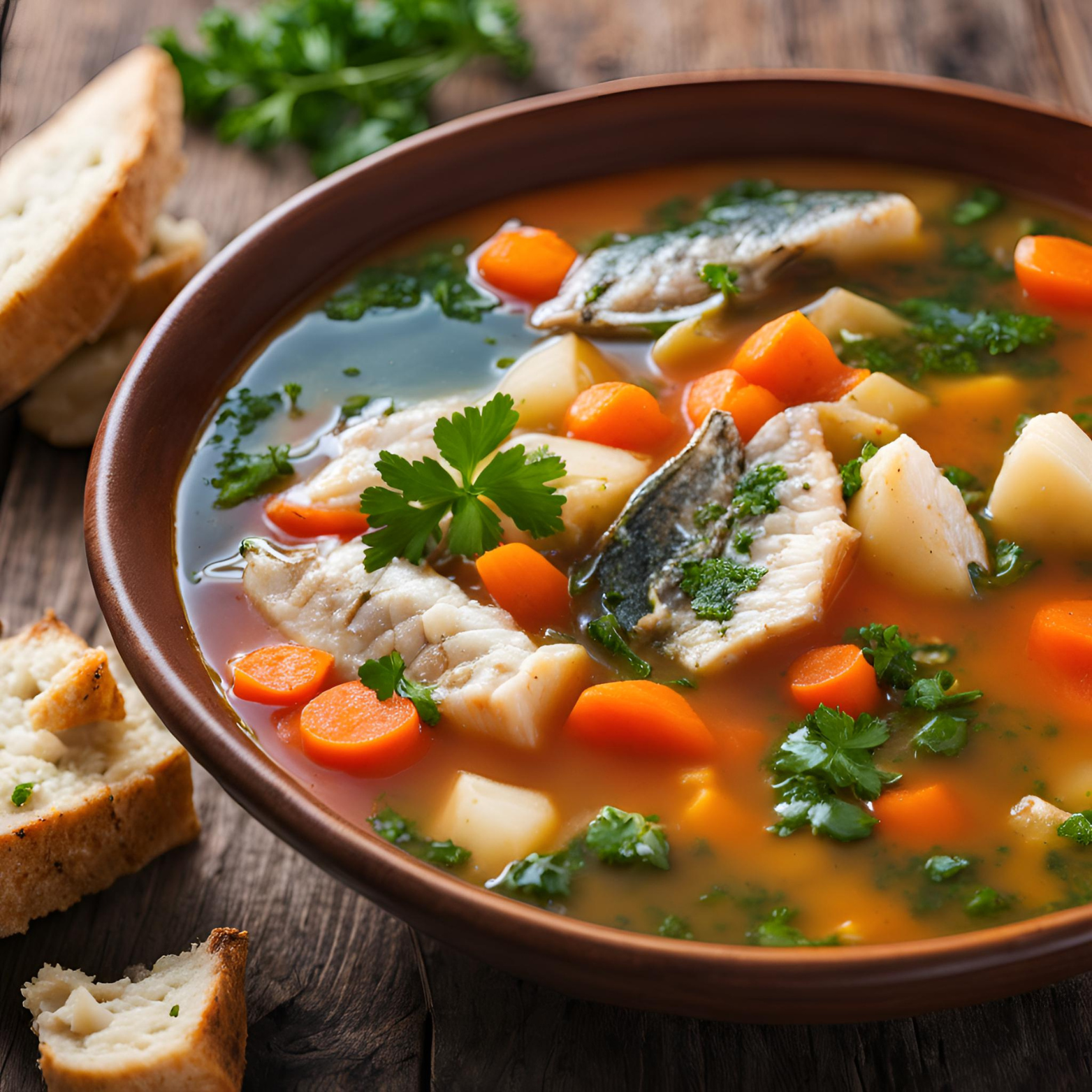 Hearty Vegetable and Fish Soup